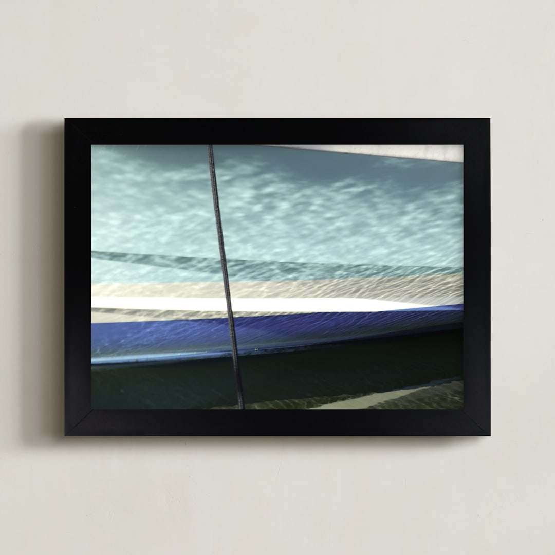 "Boat Hull, Maine" - Art Print in eau de nil by Annie Seaton - Framed