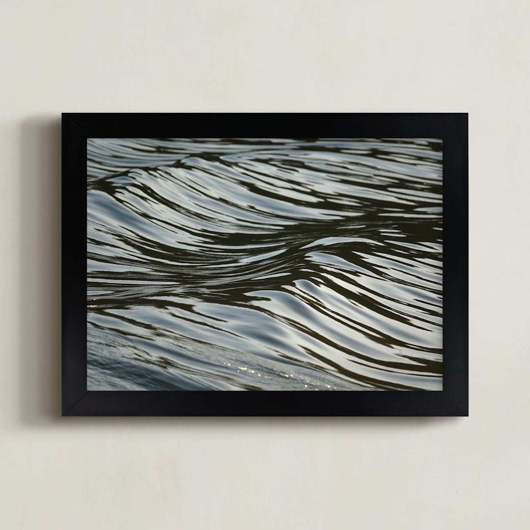 "Wave Forms" - Art Print in grey blue green by Sea and Sky - Framed
