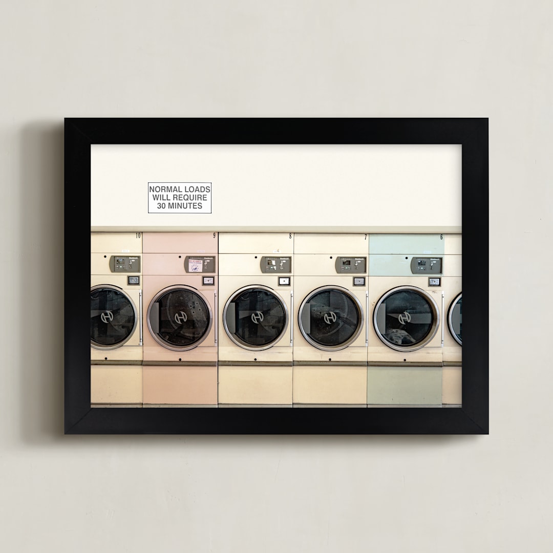 "at the laundromat" - Art Print in isabelline by Maja Cunningham - Framed