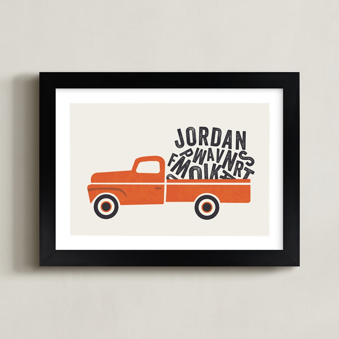 "Heavy Load" - Personalized Art Print in Tangerine by Karidy Walker - Framed