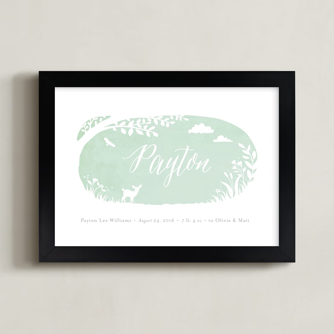 "Meadow fawn" - Personalized Art Print in Seaglass by Jennifer Wick - Framed