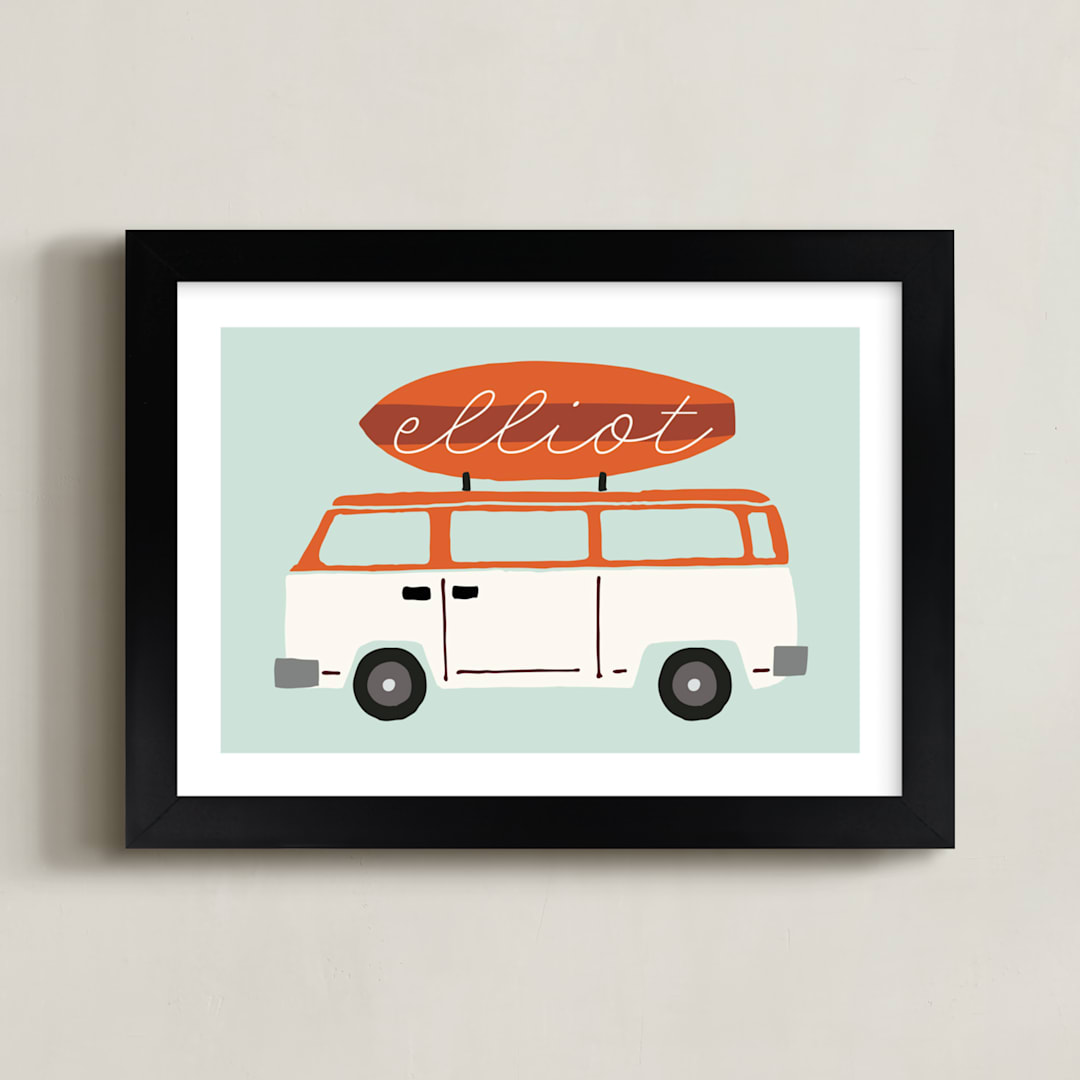 "surfboard" - Personalized Art Print in wave by JeAnna Casper - Framed