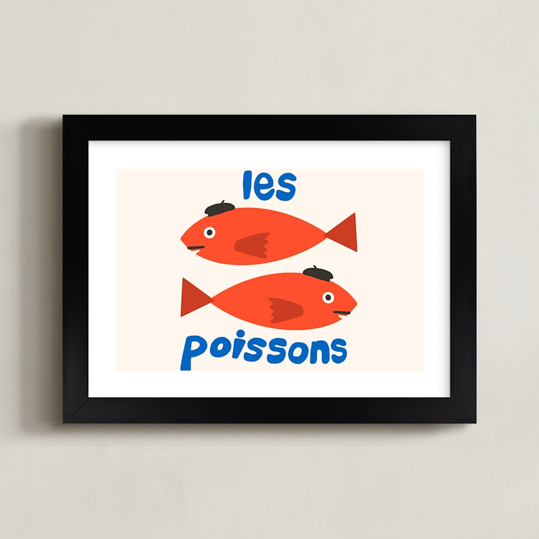 "French Fish" - Art Print in Scarlet by Morgan Kendall - Framed
