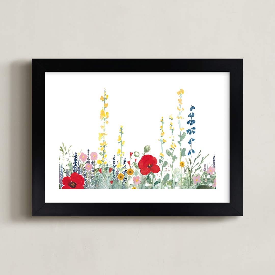 "English Garden" - Art Print in White by Anna Stout-Tuckwiller - Framed