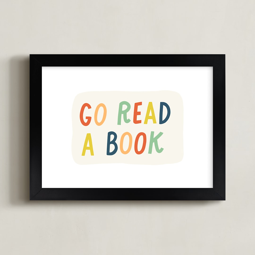 "Go Read a Book" - Art Print in Terra Cotta by Rachel K. Swanson - Framed