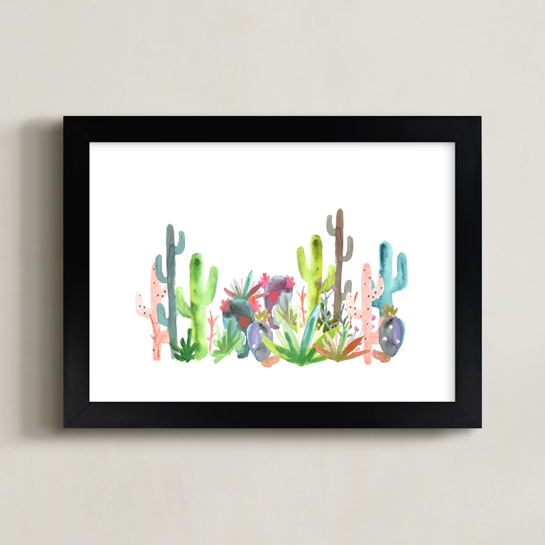 "Cactus Jungle" - Art Print in Jungle Fresh by Holly Royval - Framed