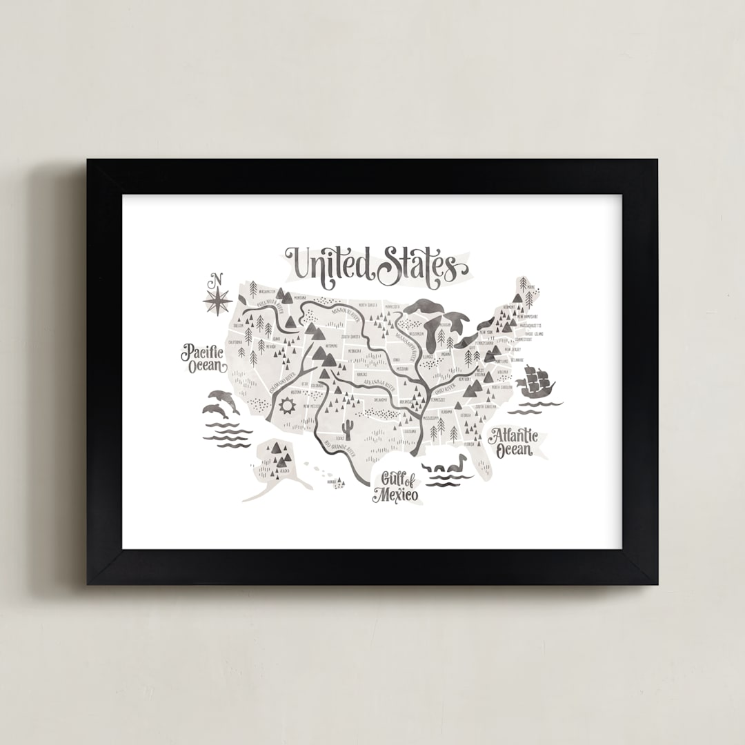 "Pirate Map" - Art Print in Ahoy by Jessie Steury - Framed