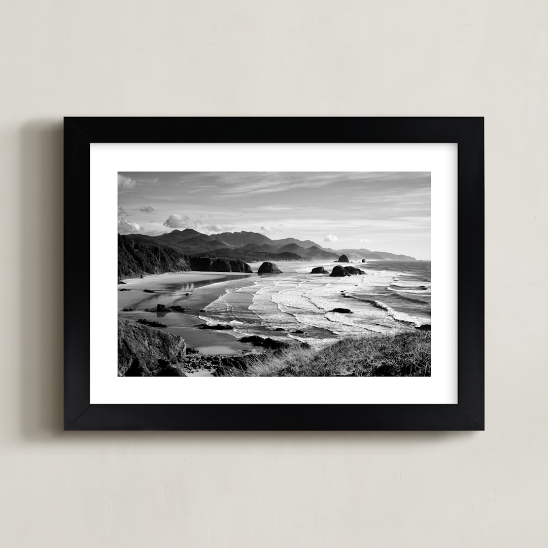 "Coastline" - Art Print in Black & White by Sea and Sky - Framed