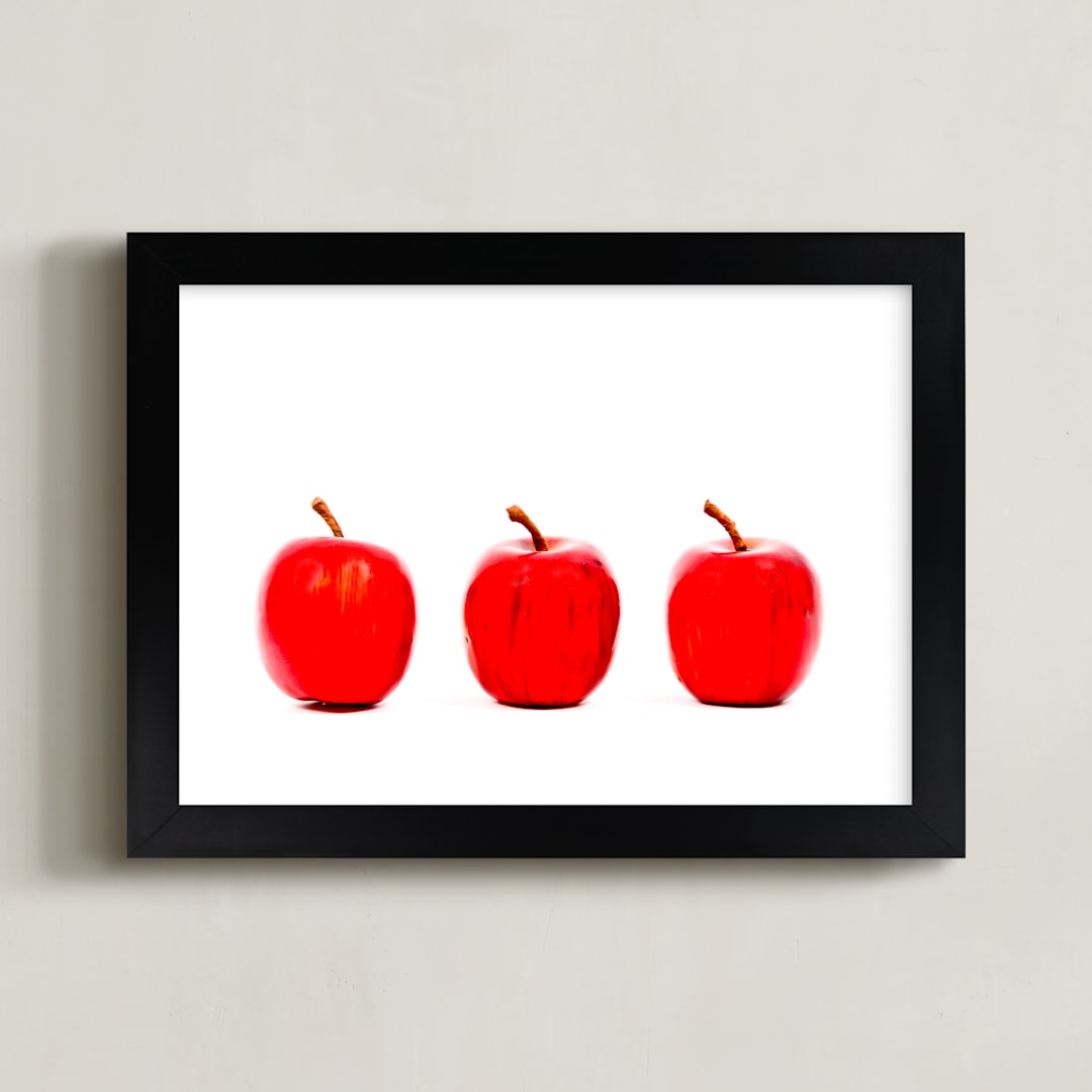 "Red Apples" - Art Print in Red & White by Katrina Leandro - Framed