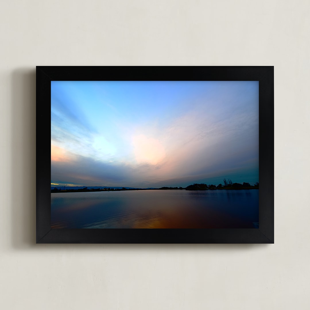 "Explosion" - Art Print in White-blue by NSMARK - Framed