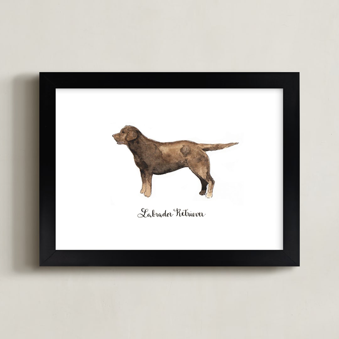 "Labrador Retriever" - Art Print in Brown by Megan Kelso - Framed