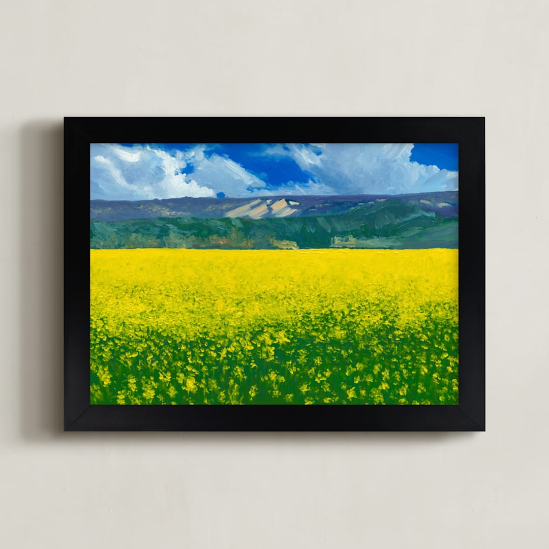 "Calistoga Mustard" - Art Print in Mustard Yellow by Robert Deem - Framed