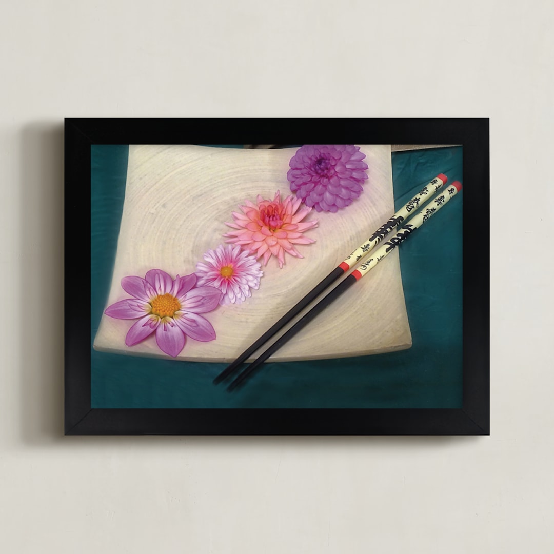 "Dahlia Sushi" - Art Print in Sushi Pink by A MAZ Design - Framed