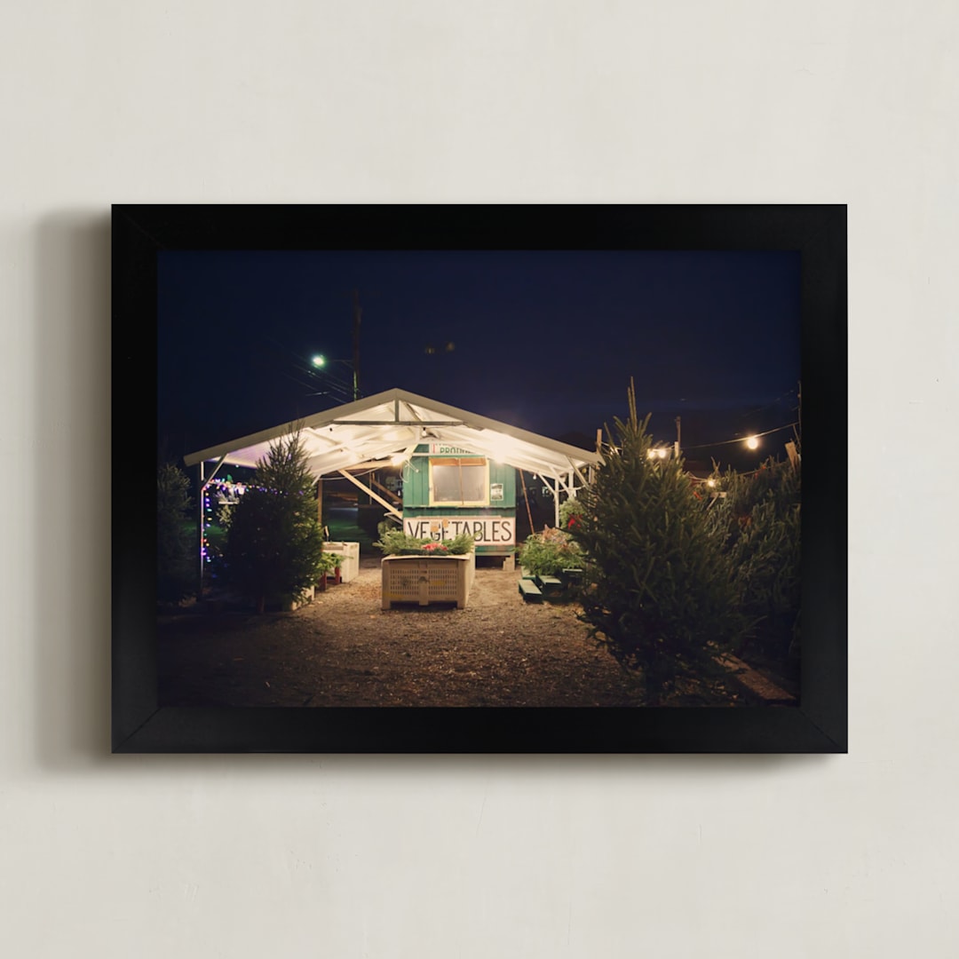 "Lit Trees II" - Art Print in Midnight by Erin Niehenke - Framed