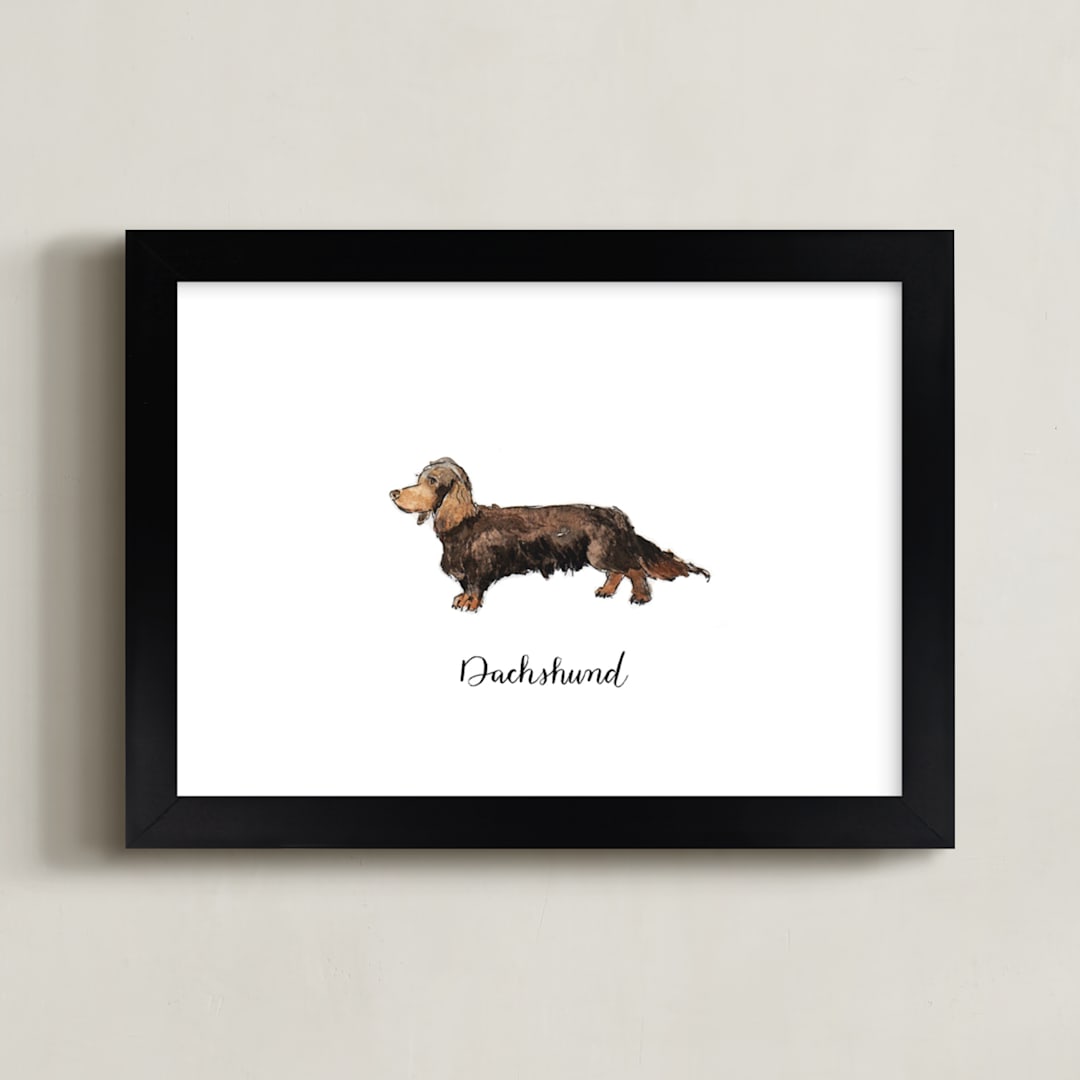 "Dachshund" - Art Print in Brown by Megan Kelso - Framed