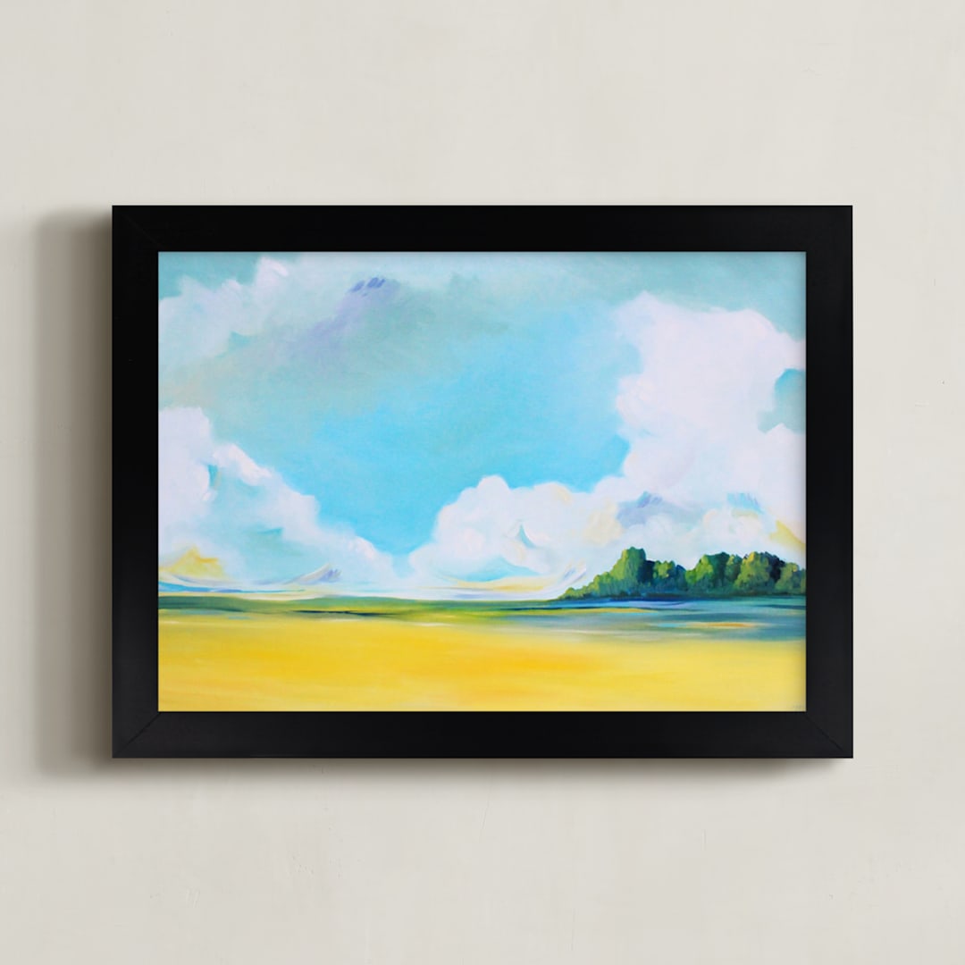 "Delta Fields" - Art Print in Aqua Blue by Megan Kelley - Framed