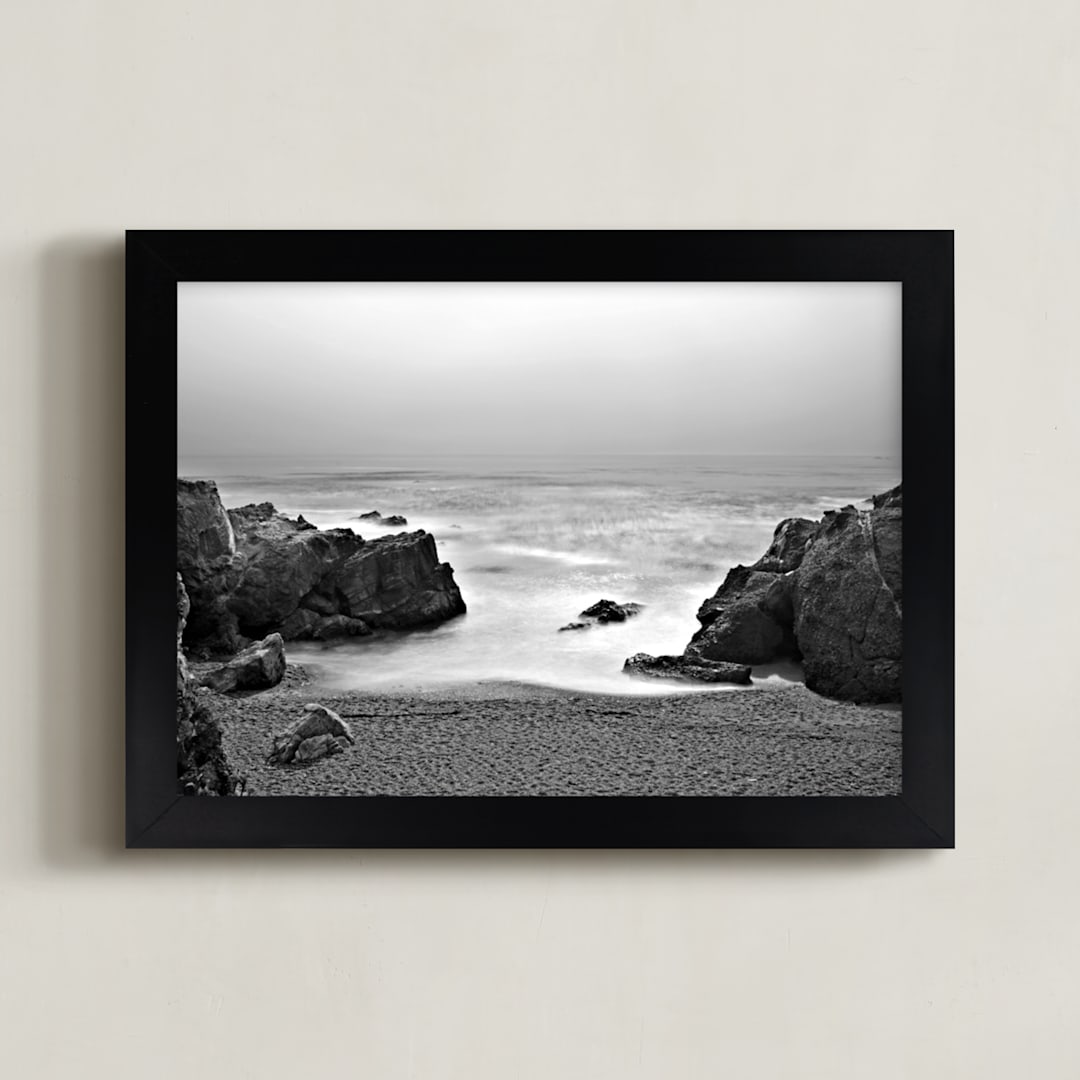 "Hidden Beach in Point Lobos, California" - Art Print in Foggy grey by NSMARK - Framed