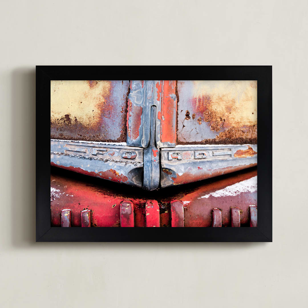 "Antique Ford" - Art Print in rusty red by Ardell McLennan - Framed