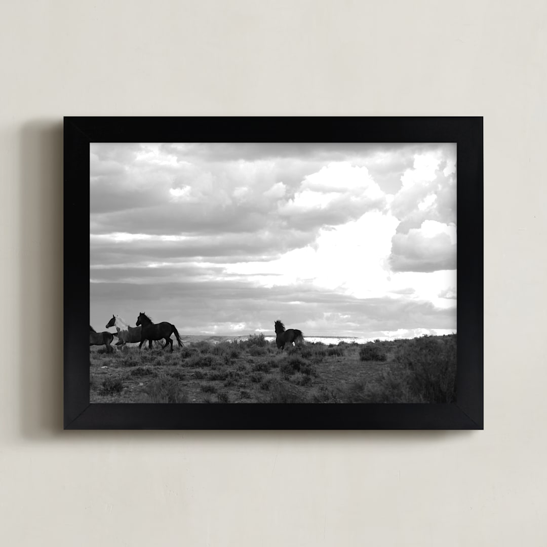 "Chasing Dusk" - Art Print in Black Dusk by Leslie Le Coq - Framed