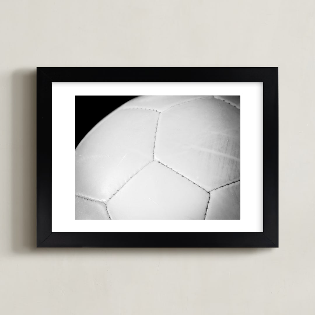 "Soccerball" - Art Print in Black and White by Jennifer Mckinnon Richman - Framed