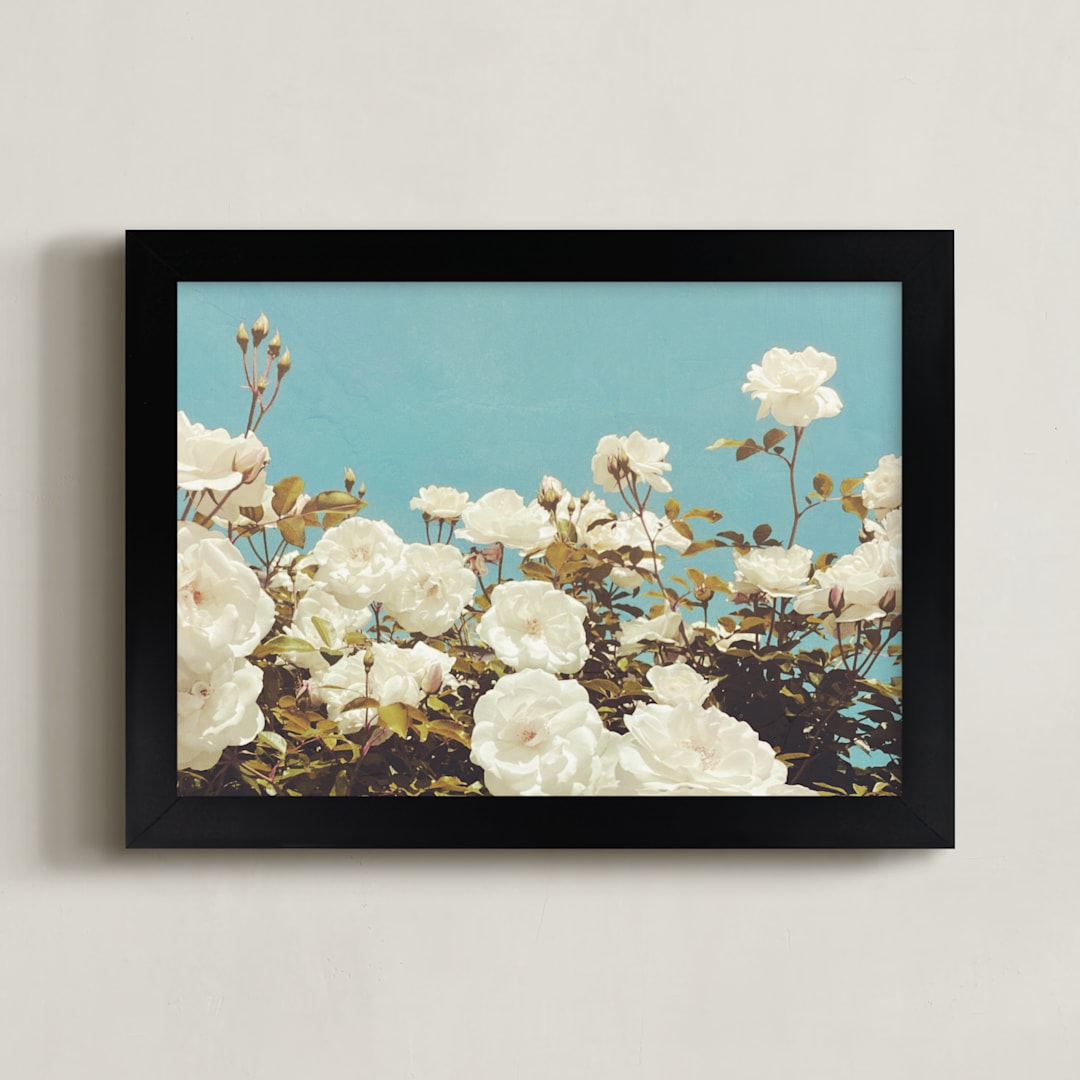 "In Bloom (Rectangular)" - Art Print in Turquoise by Amber Barkley - Framed