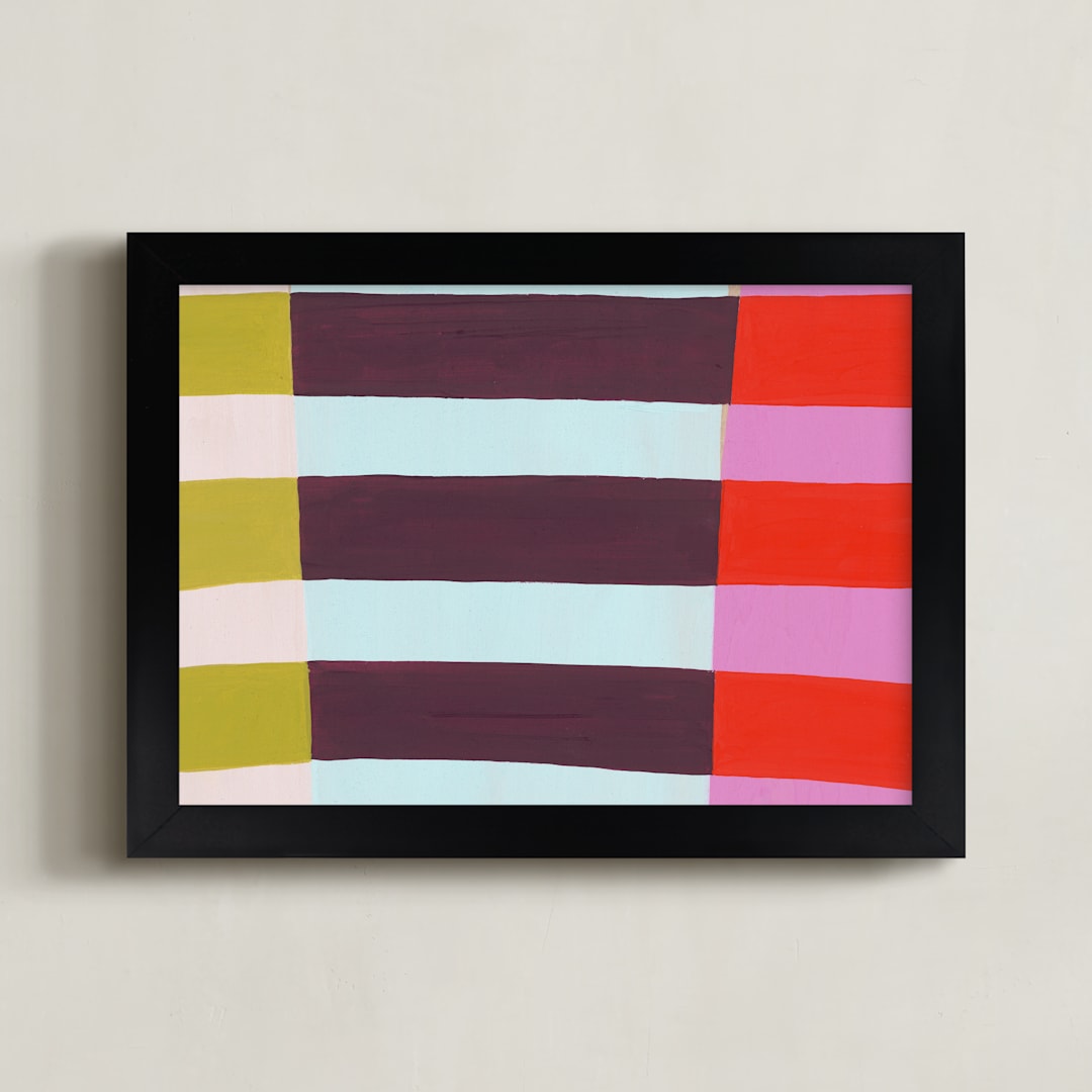 "Chartreuse & Poppy " - Art Print in Saturated Yellow by Katie Craig - Framed