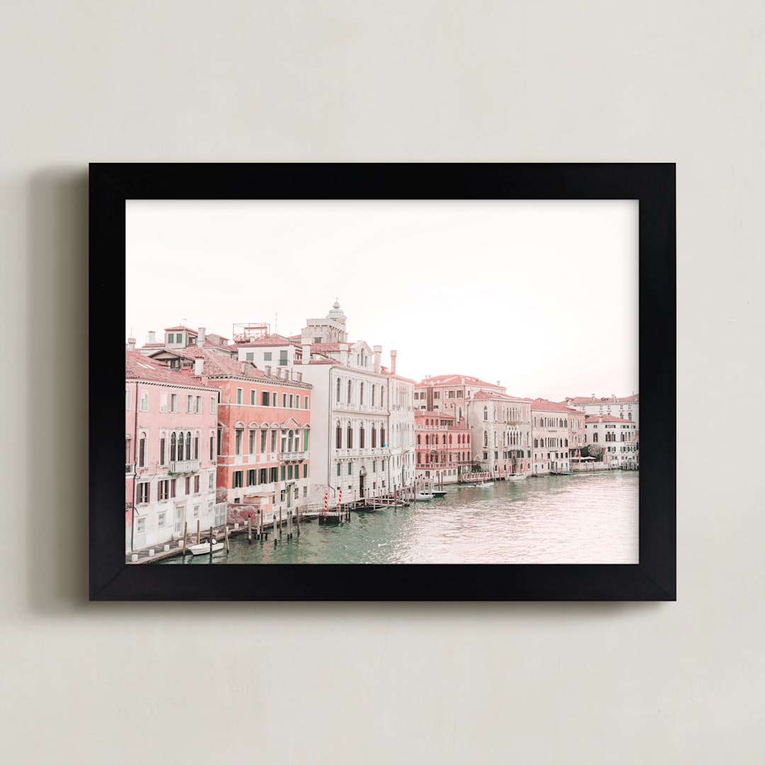 "Venice Grand Canal" - Art Print in Blush Pink by Heather Loriece - Framed