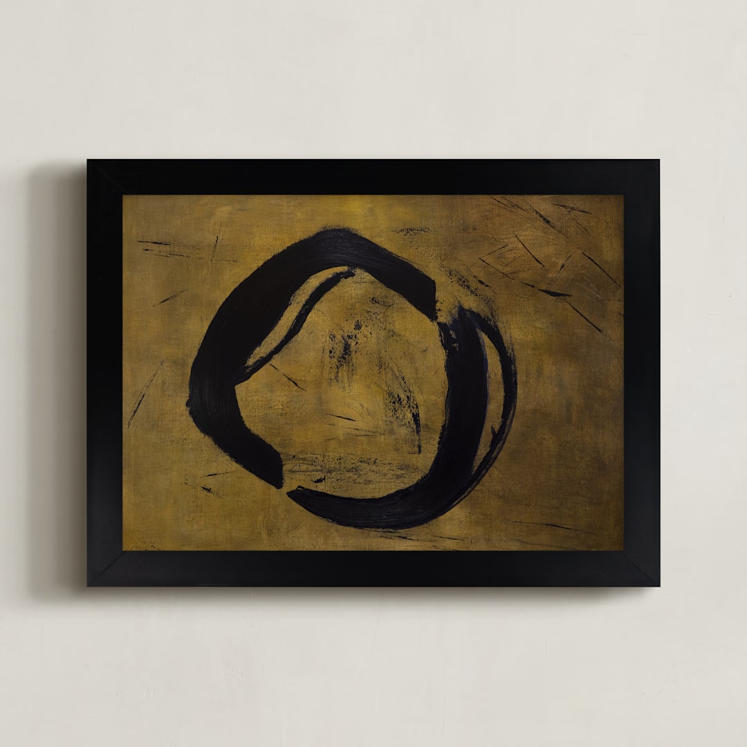 "Daruma" - Art Print in Japanese Silk Screen Gold by Camille Pietrow - Framed