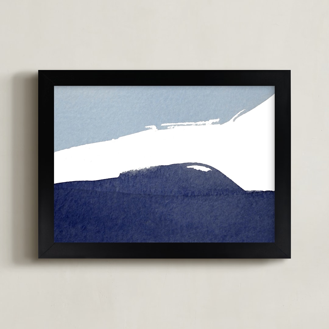 "Heavenly Horizons" - Art Print in Navy Blue by Roann Mathias - Framed