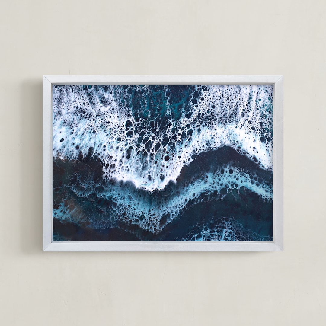 "Crash" - Art Print in Deep Blue by Christa Dominguez - Framed