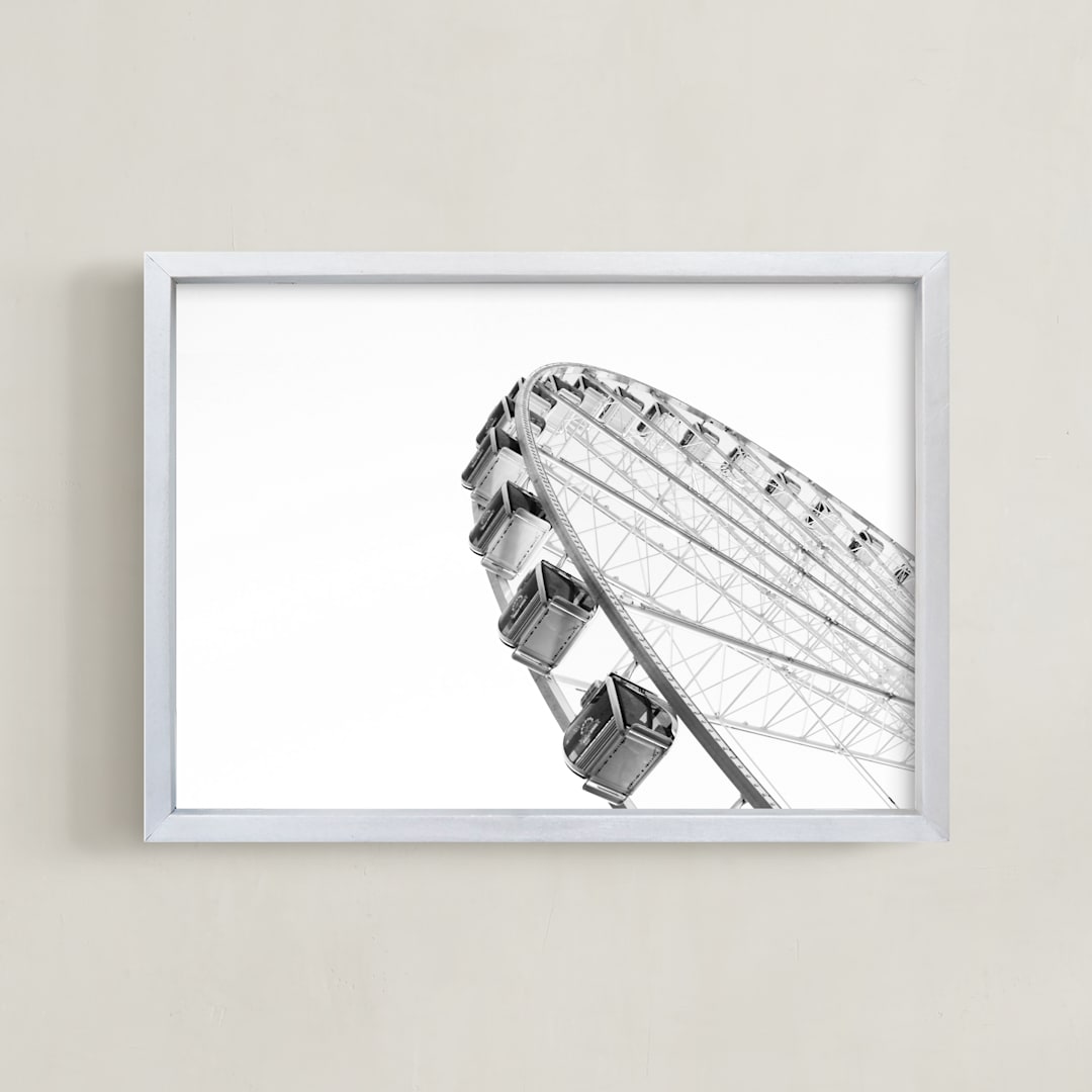 "Wheel In The Sky" - Art Print in Silver Grey by PHEP Design Studio - Framed