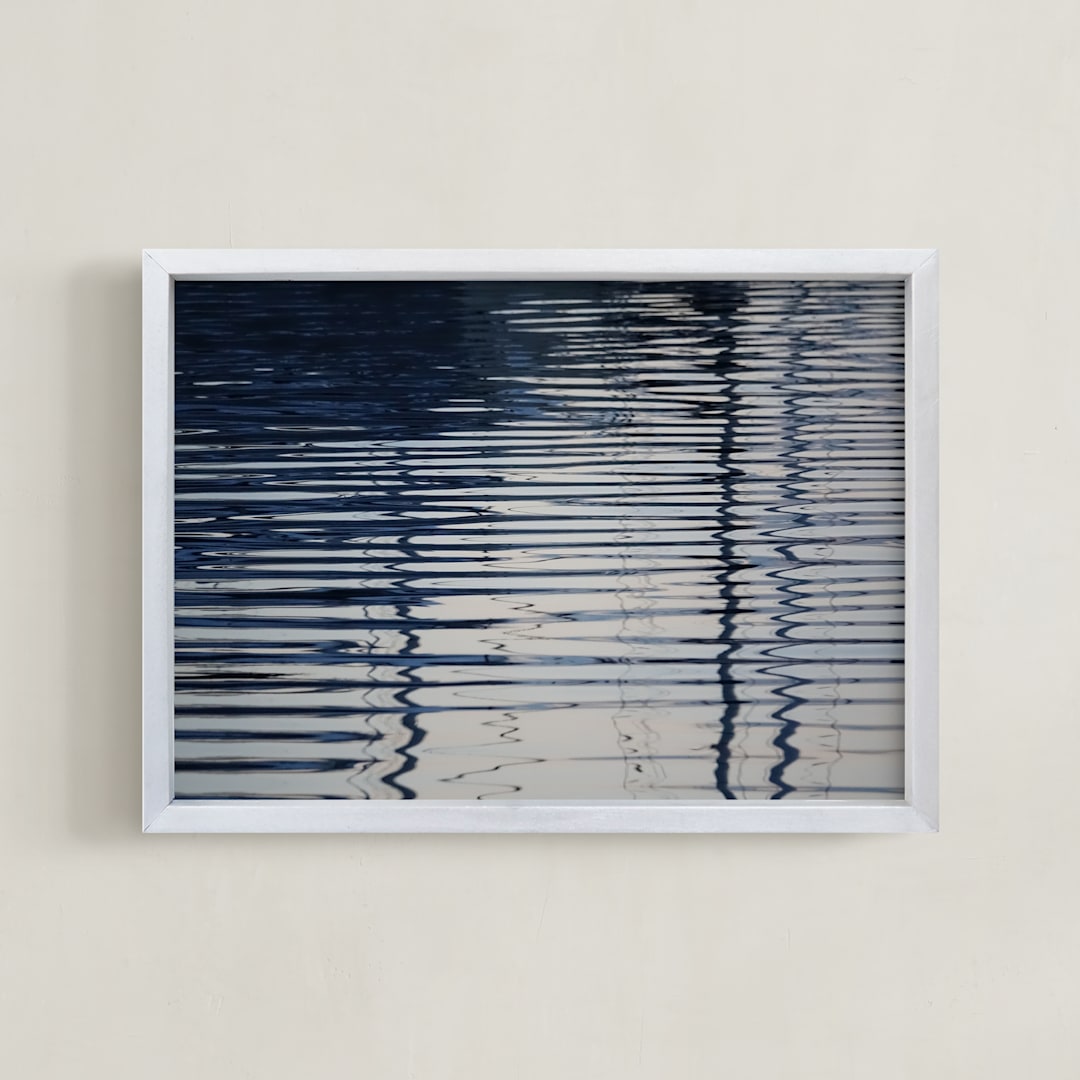 "Looking Glass" - Art Print in watery indigo blue by Sea and Sky - Framed