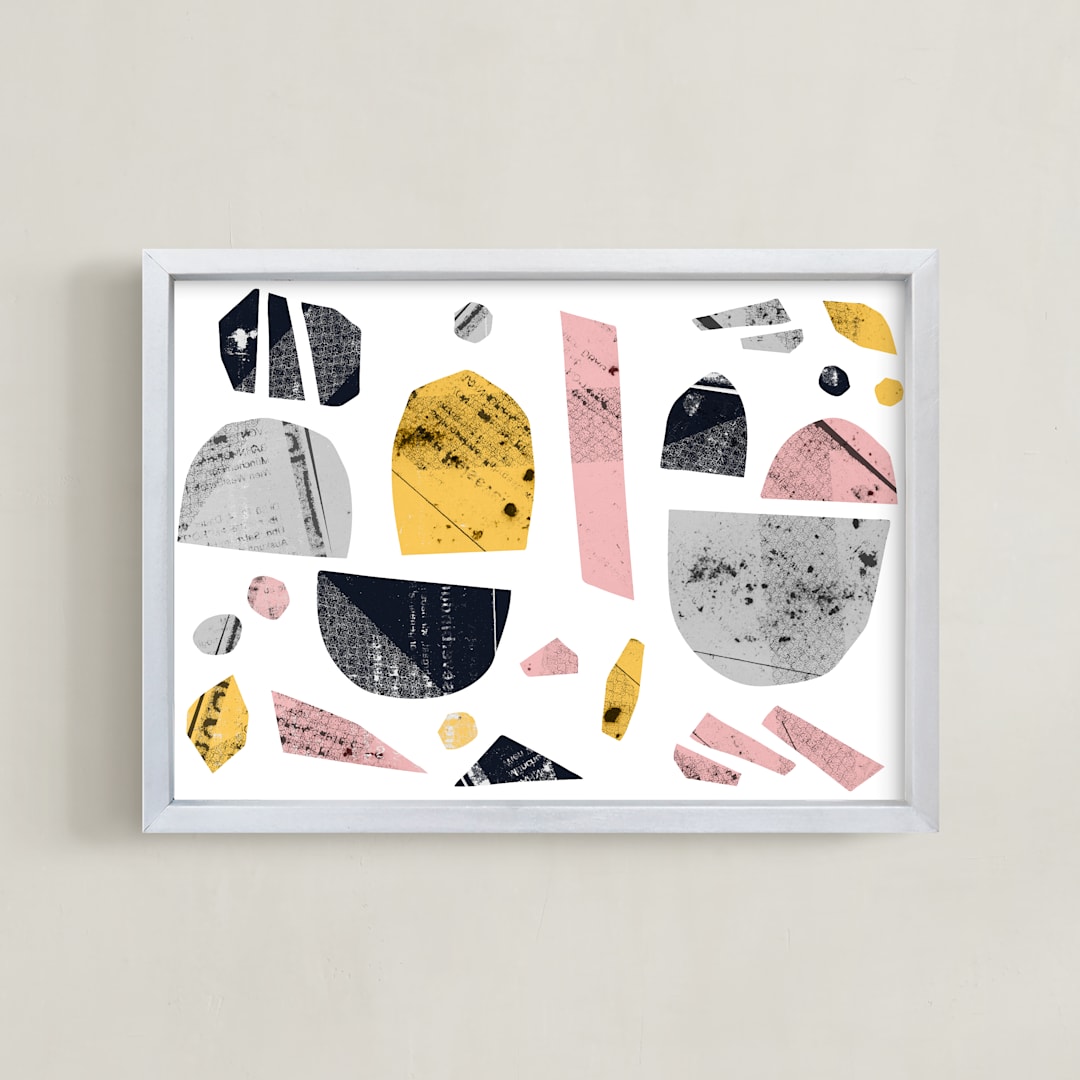 "Boats on a river" - Art Print in light and fun by Susanne Kasielke - Framed