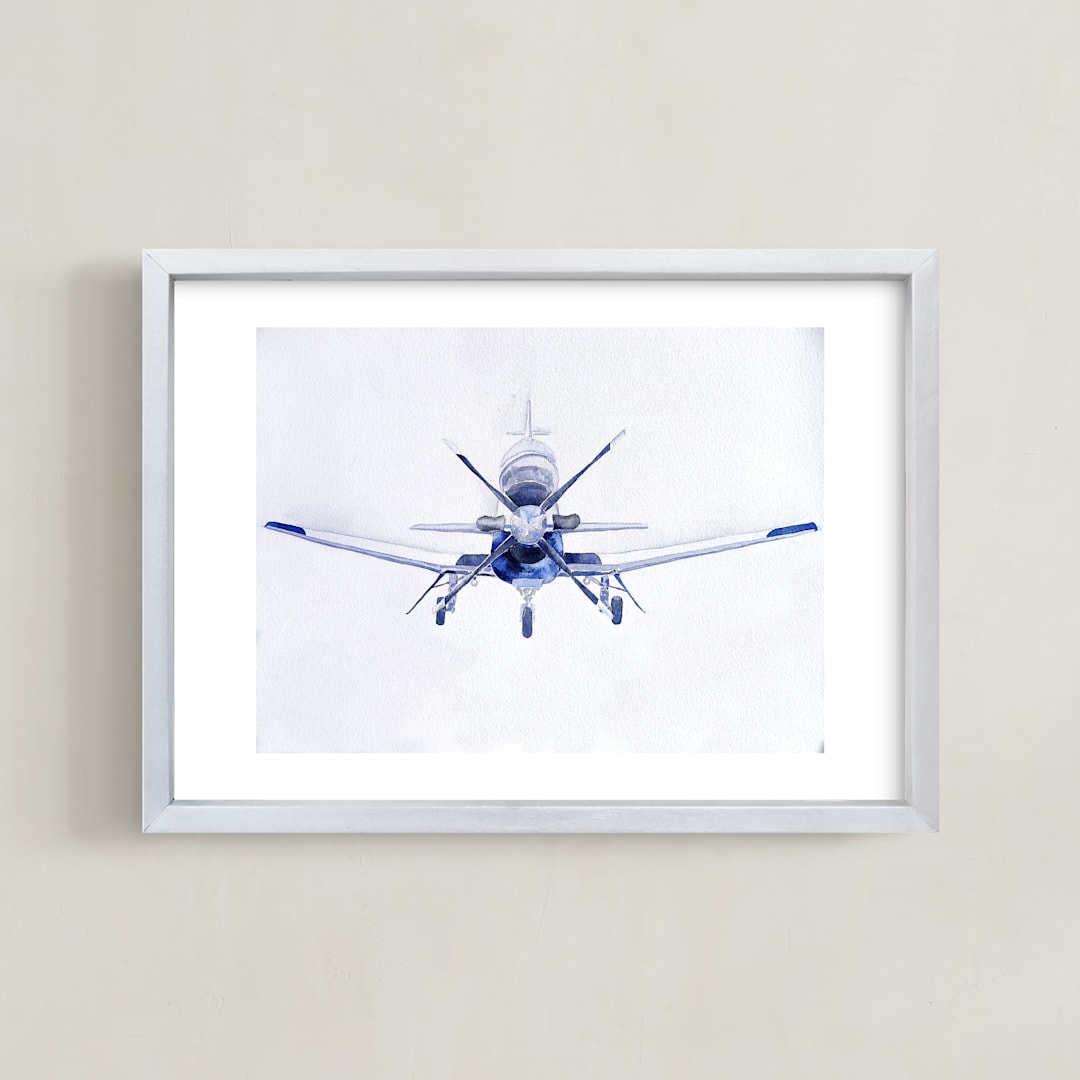 "Aim High" - Art Print in Jet Blue by Erin Lusk - Framed