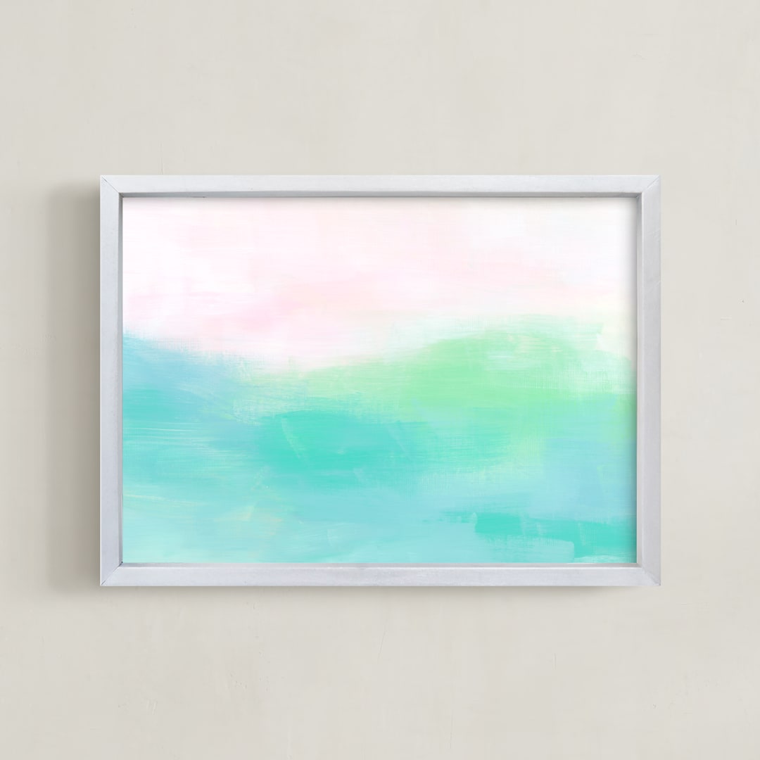 "Pink Komodo" - Art Print in Regent St Blue by Artsy Canvas Girl Designs - Framed