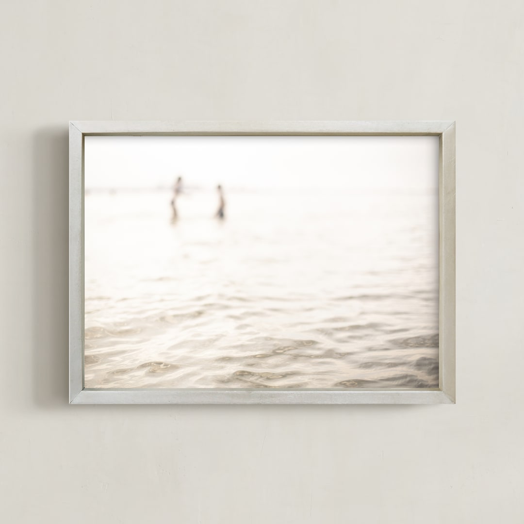 "Neutral wave" - Art Print in Neutral ivory by Lying on the grass - Framed