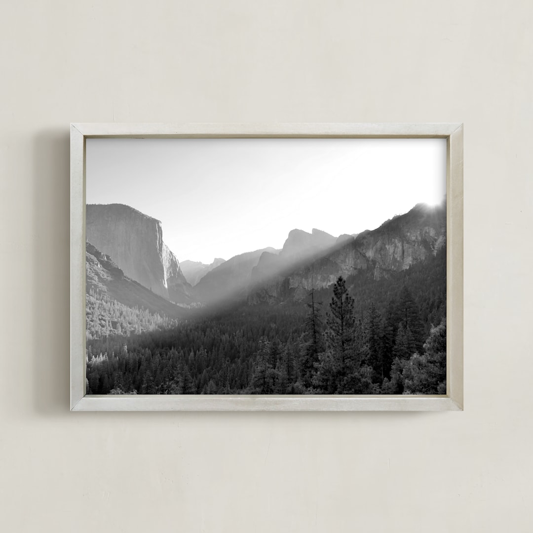 "Yosemite First Rays" - Art Print in Black & White by Sea and Sky - Framed