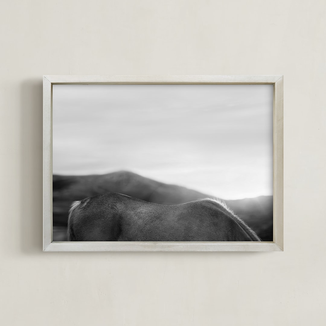 "Horseback" - Art Print in Black and White by Anne Ciotola - Framed