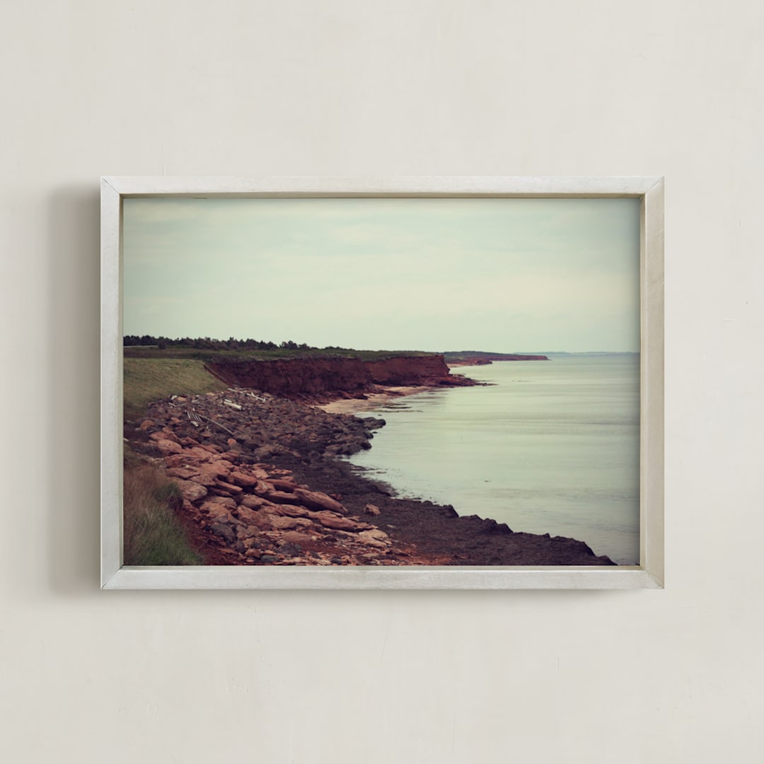 "The Sea Awaits" - Art Print in Seafoam by Gray Star Design - Framed