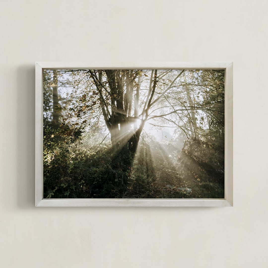 "Foggy Treehouse" - Art Print in Golden Orange by Katie Buckman - Framed