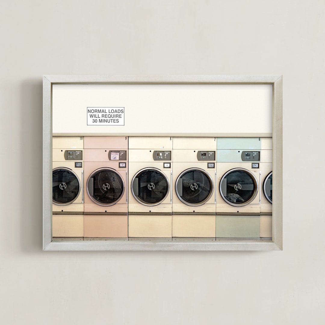 "at the laundromat" - Art Print in isabelline by Maja Cunningham - Framed