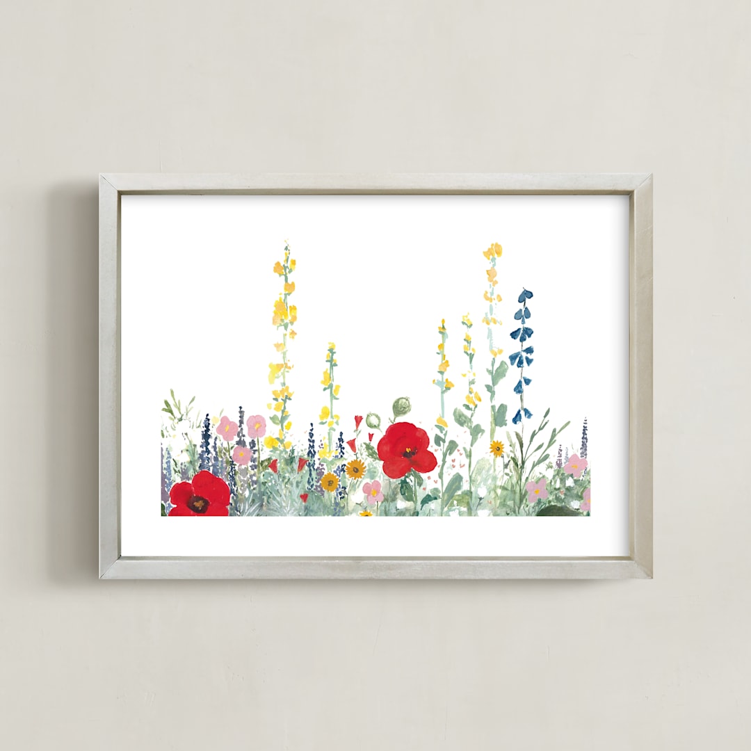 "English Garden" - Art Print in White by Anna Stout-Tuckwiller - Framed