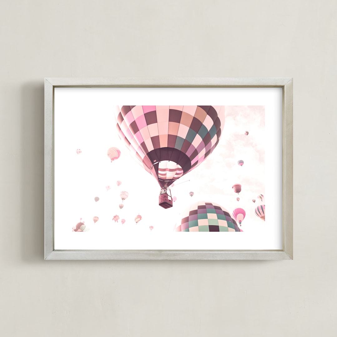 "Rainbow Balloon" - Art Print in Blush by Caroline Mint - Framed