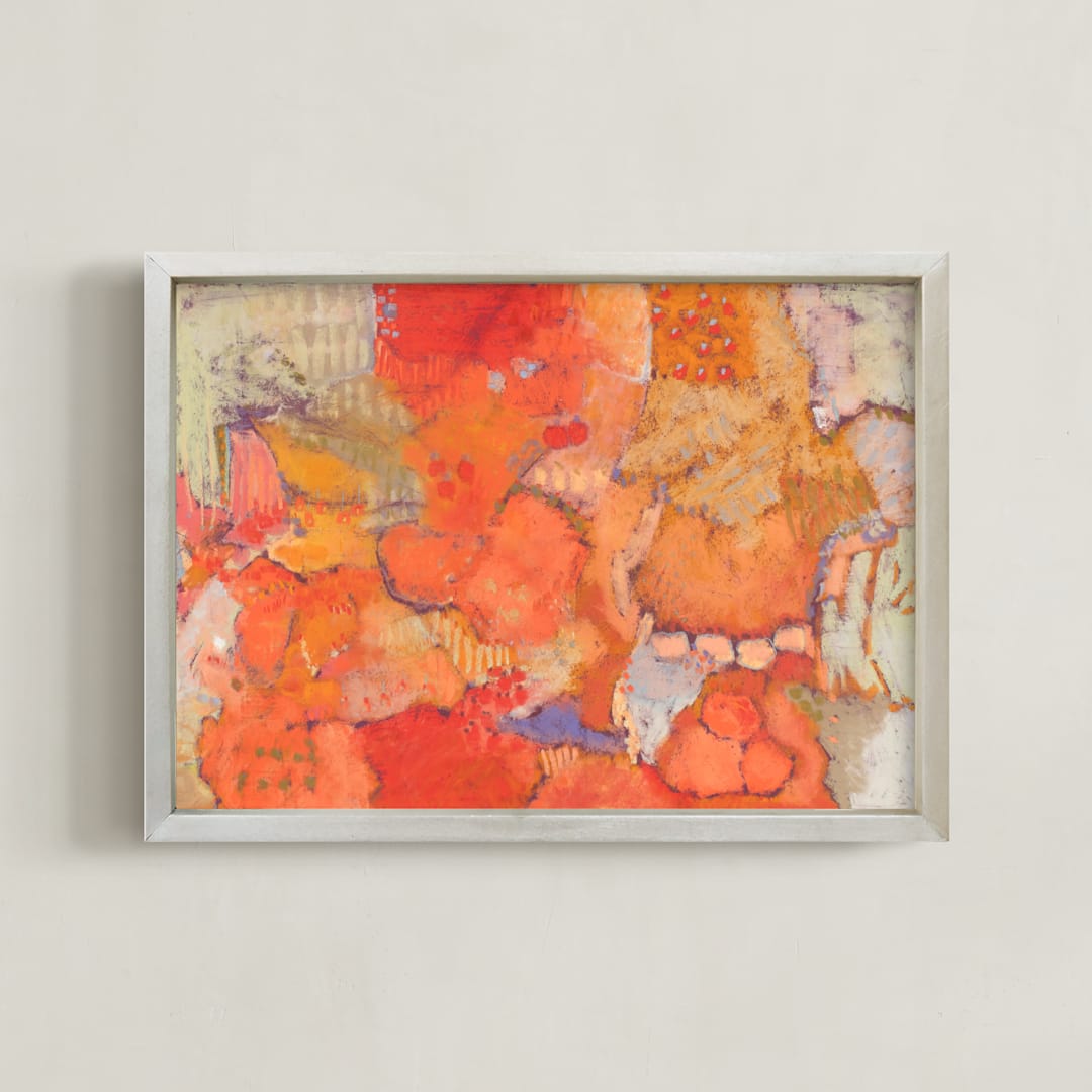 "Waiting To Breathe" - Art Print in Pink and Orange by Pamela Tucker Herz - Framed
