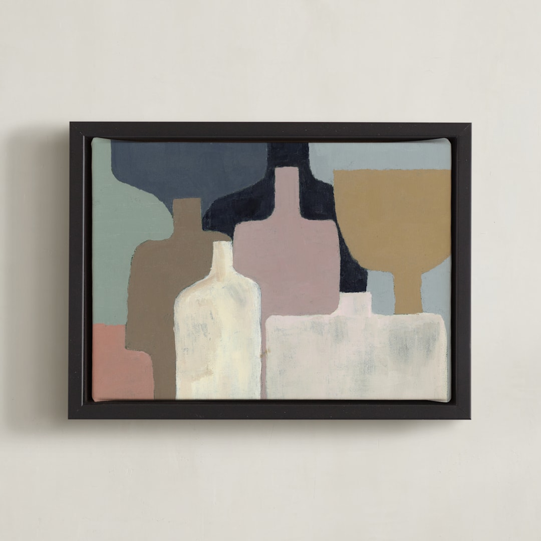 "Vessels on Display 2" - Art Print in Coffee Beige by Bethania Lima - Framed Canvas