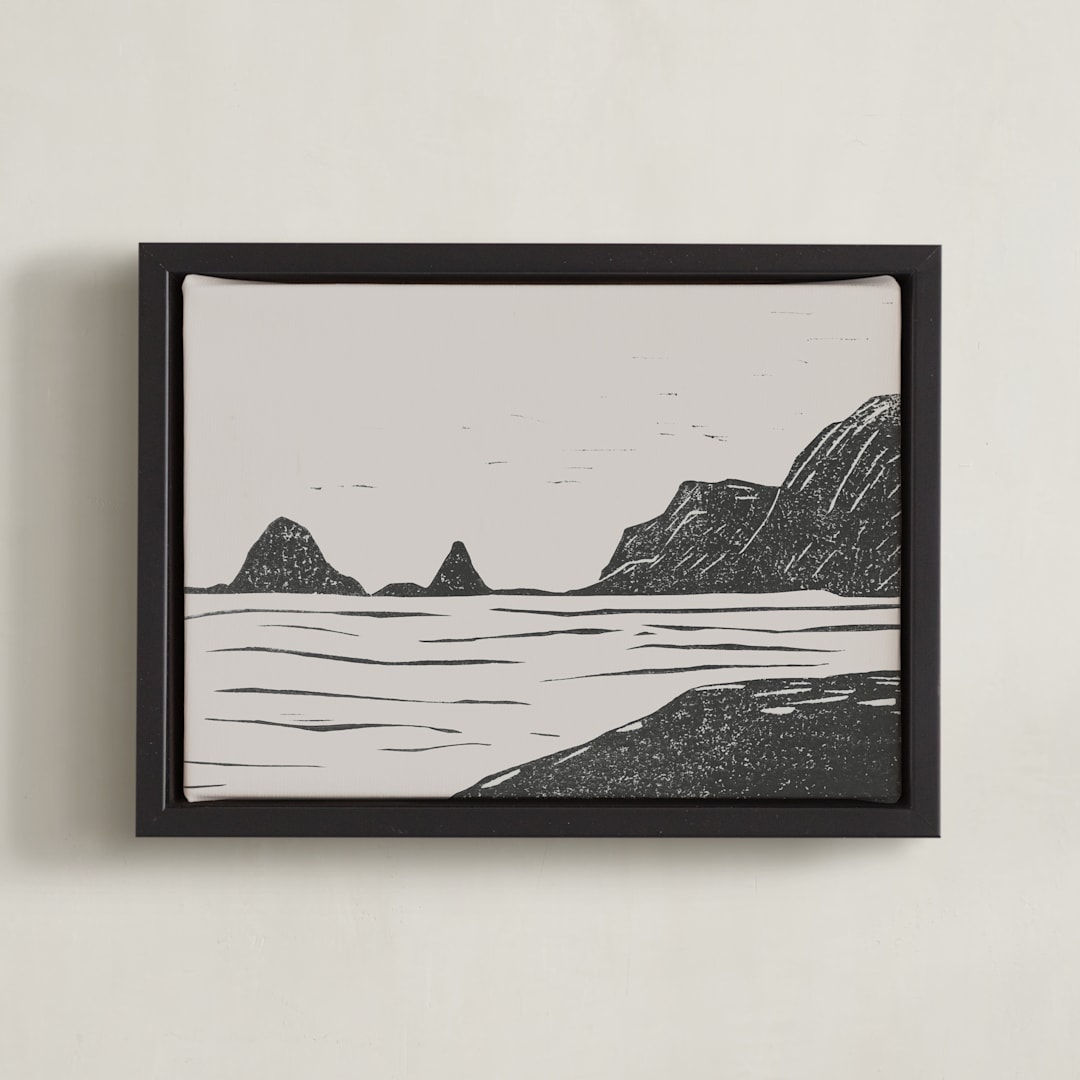 "It's Always Raining Here" - Art Print in Grey by Maja Cunningham - Framed Canvas