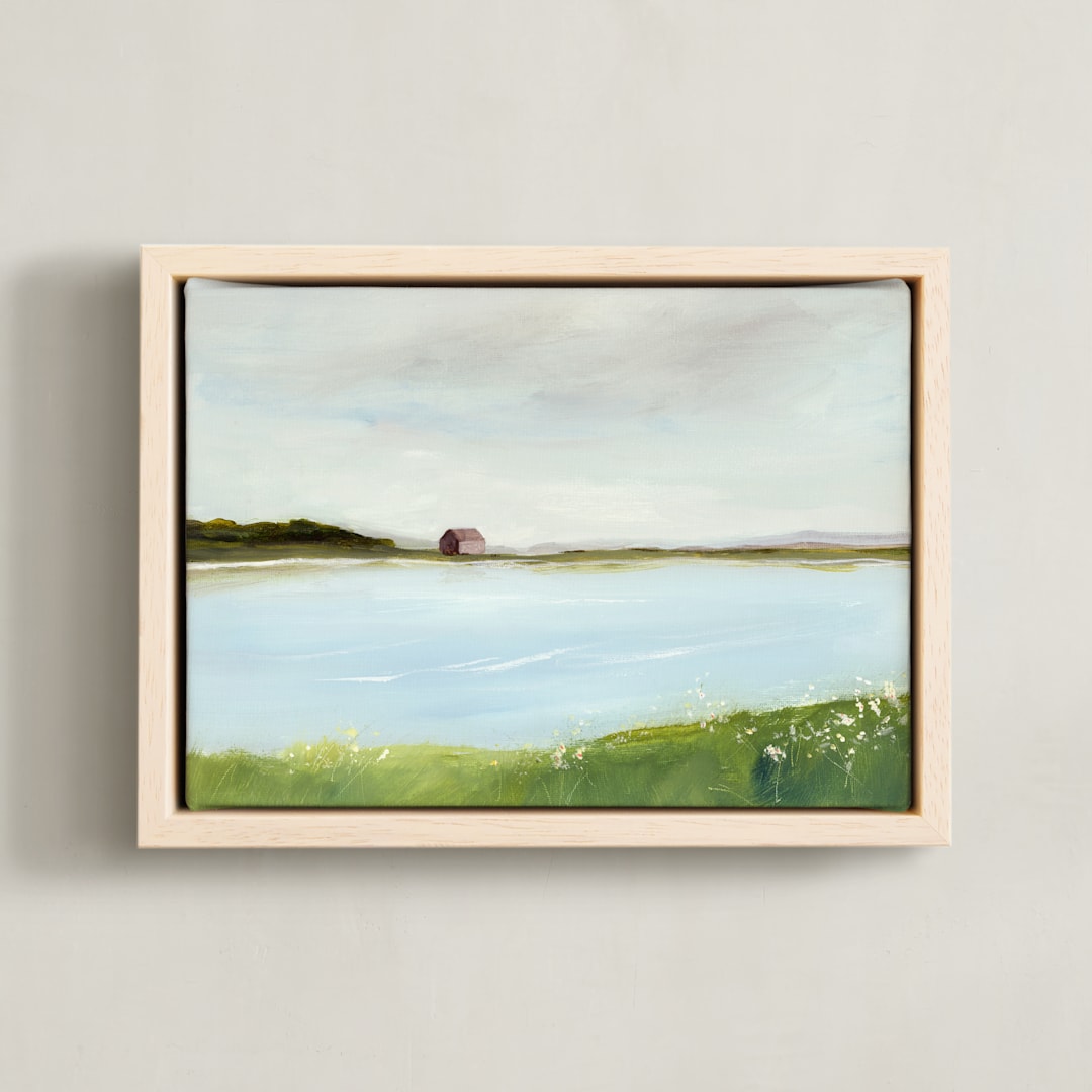 "House on the Lake" - Art Print in Bluebell by Lindsay Megahed - Framed Canvas