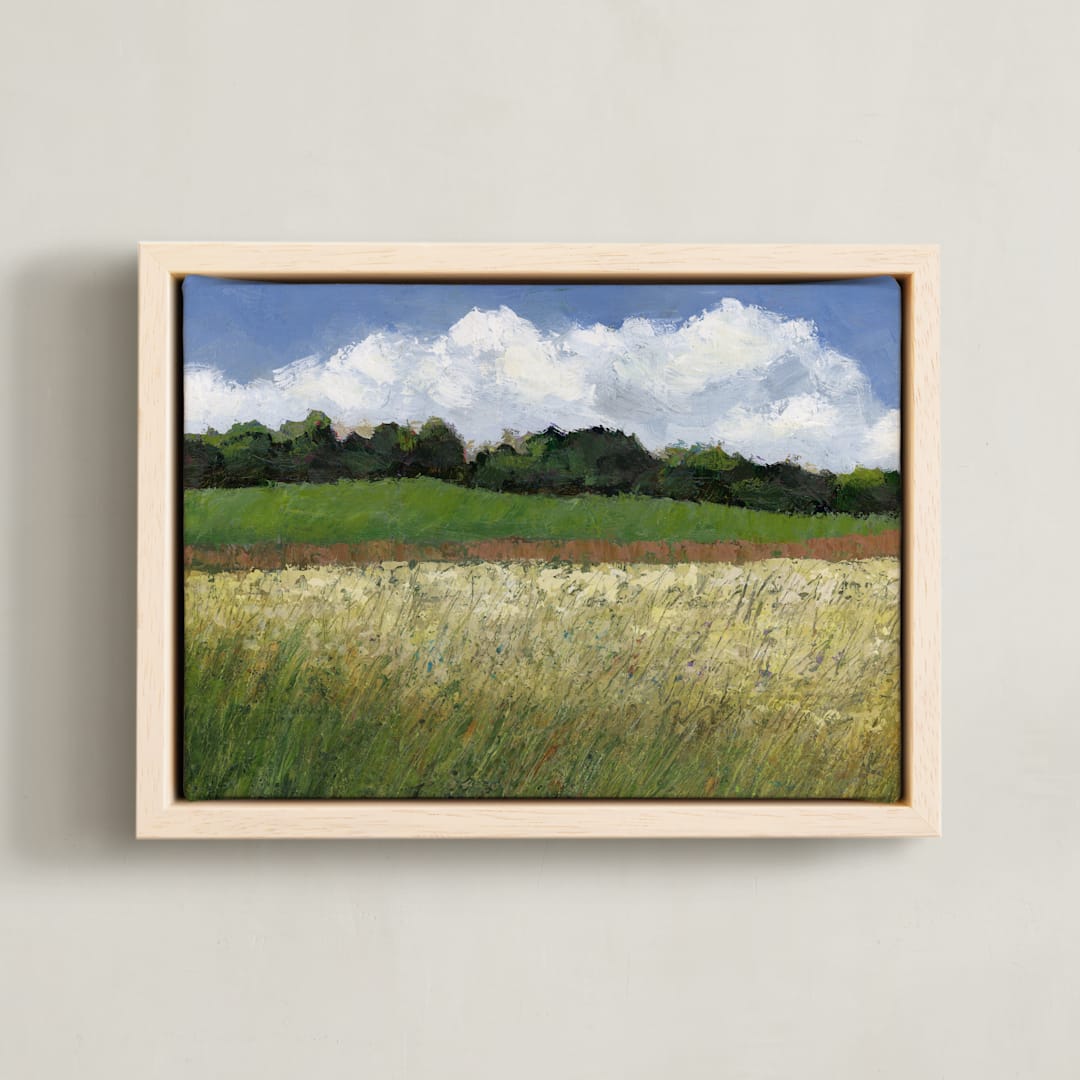 "Meadow Horizon" - Art Print in Grass Green by Kristi Visser - Framed Canvas
