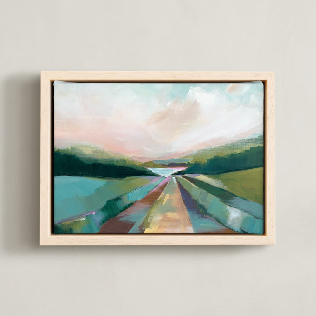 "The Lake Trail" - Art Print in Lake Green by AlisonJerry - Framed Canvas