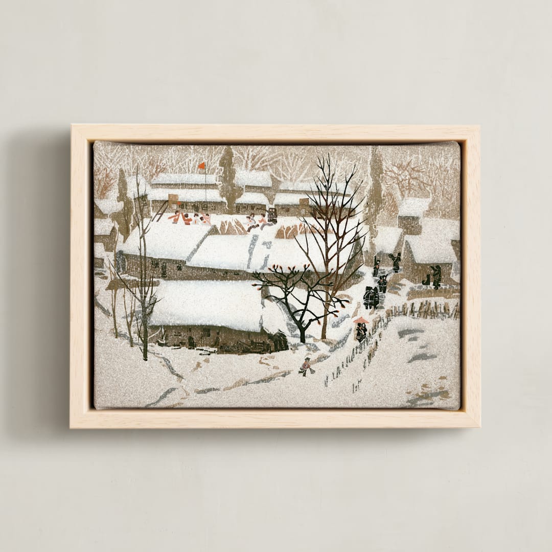 "Morning Snow" - Art Print in Coffee by Zhihua Tu - Framed Canvas